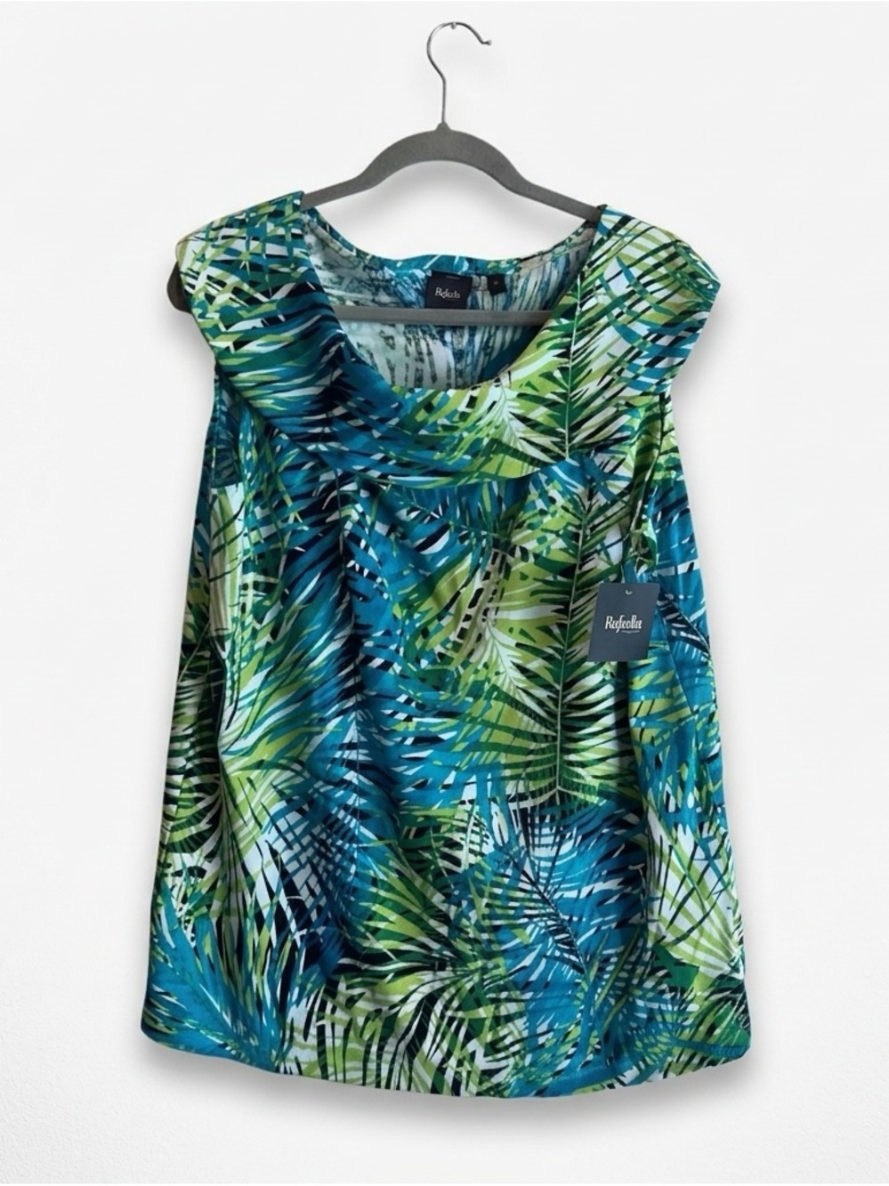 Rafaella Women’s Plus Size 2X Tropical Sleeveless Cotton Jersey Tank NWT